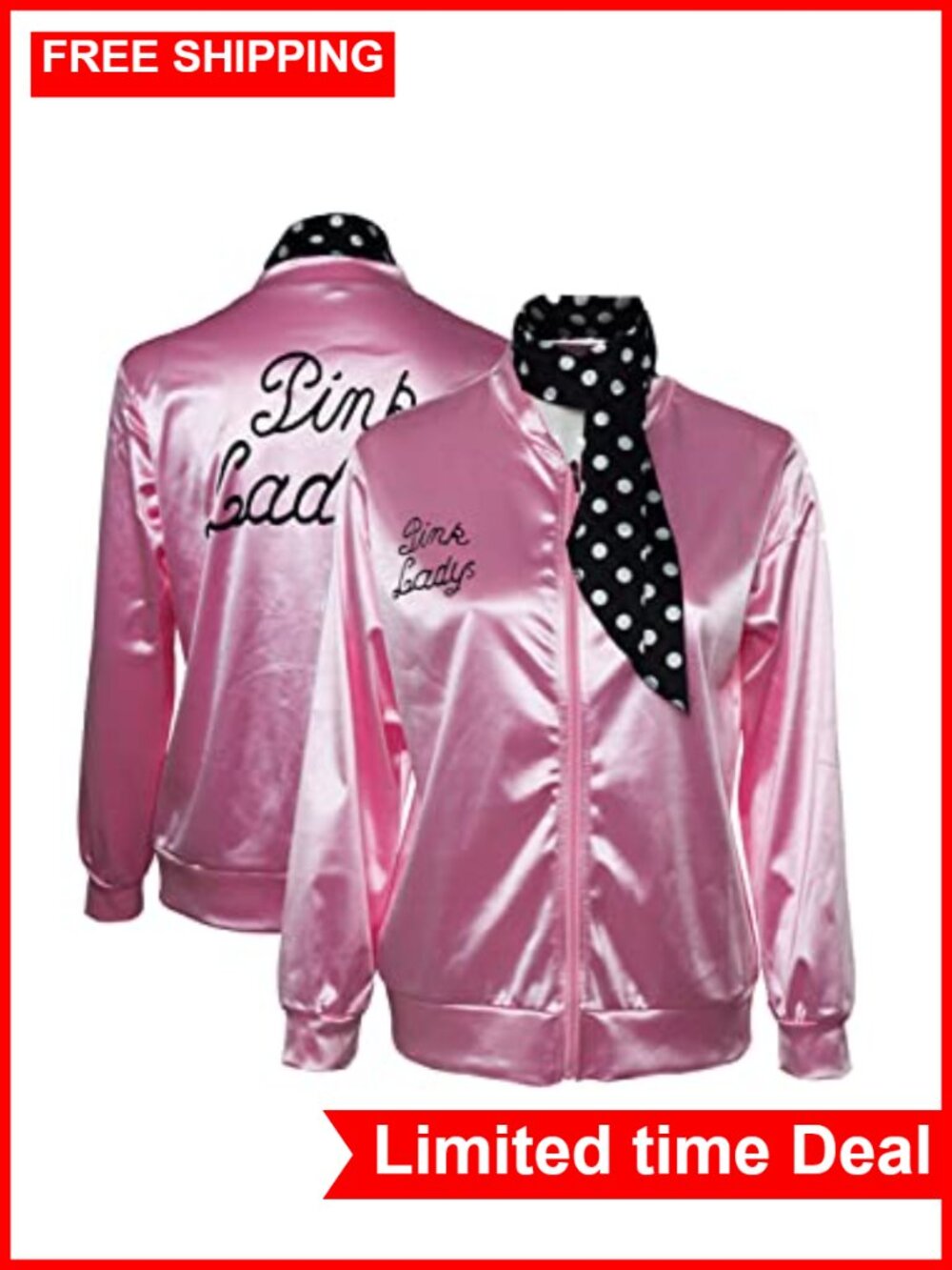 1950s Pink Satin Jacket with Neck Scarf for Women